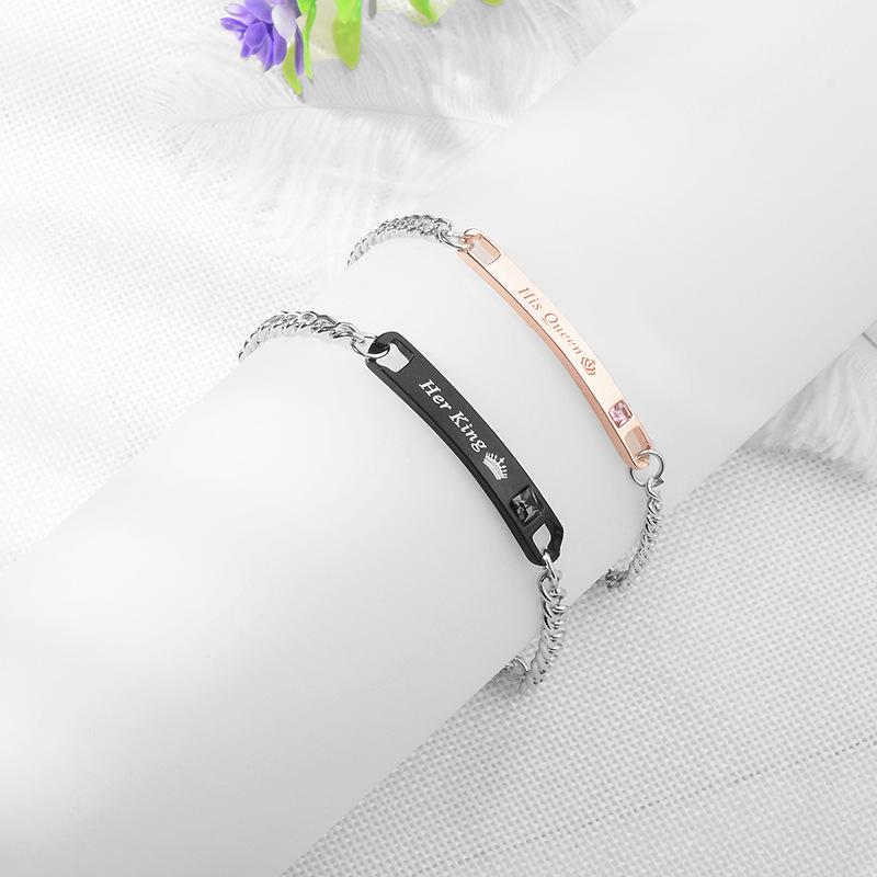 Lettering Bracelet Trend Fashion Simple Crown Couple Diamond Bracelet