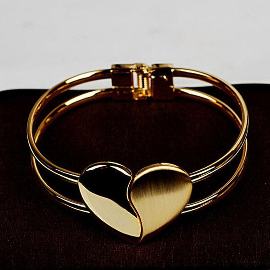 Lattice Women's Fashion Heart Shape Open Bracelet Shiny Face Love Bracelet Jewelry Ornaments