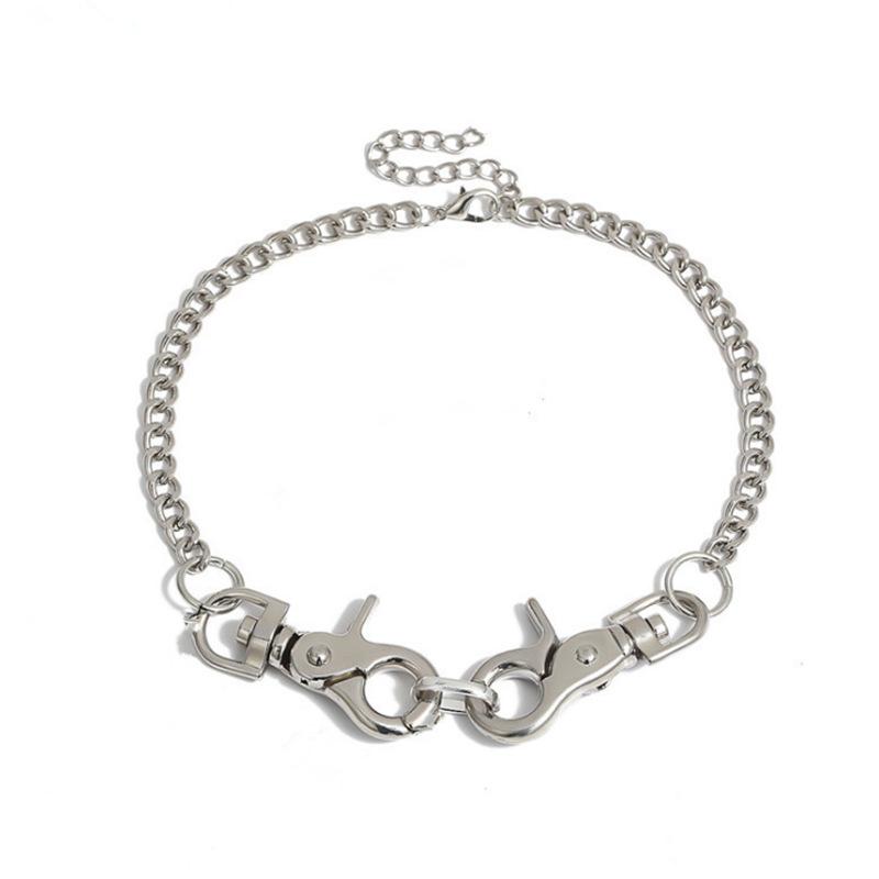 Jewelry Geometric Ring Thick Chain Stitching Necklace Exaggerated Personality Keychain Punk Hip-Hop Necklace