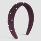 F4978 wide-brimmed retro pure color sponge imitation pearl headband female high skull top internet celebrity simple velvet headband