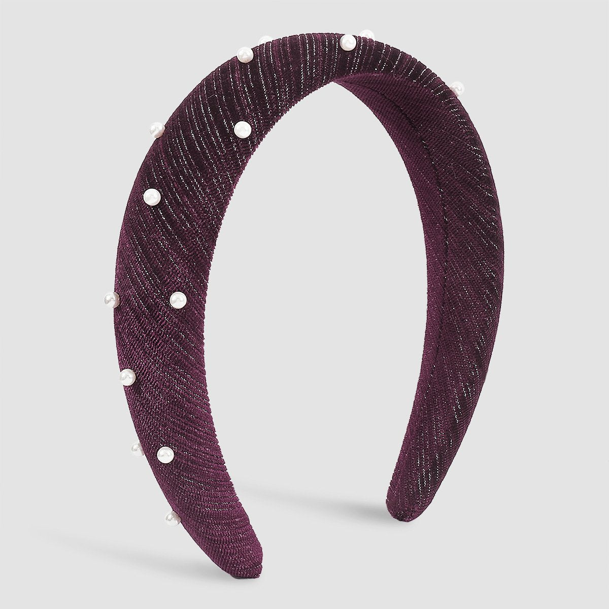 F4978 wide-brimmed retro pure color sponge imitation pearl headband female high skull top internet celebrity simple velvet headband
