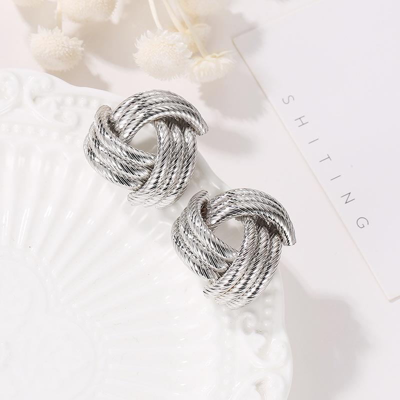 Exaggerated Earrings Geometric Cross Metal Pattern Stud Earrings Fashion Creative Accessories