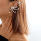 E112 Exaggerated Sweet Cool Niche Earrings Personality Design Leaves Hip-Hop Punk Earrings Full of Diamonds