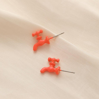 Trend personality exaggerated piercing faucet fluorescent color earrings