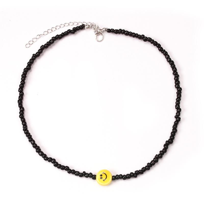 Popular Rice Beads Necklace Bohemian Necklace Necklace Smiley Face Millet Beads Simple Necklace