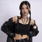 Jewelry personality gender pin metal sweet cool chain necklace retro lock key multi-layer necklace female