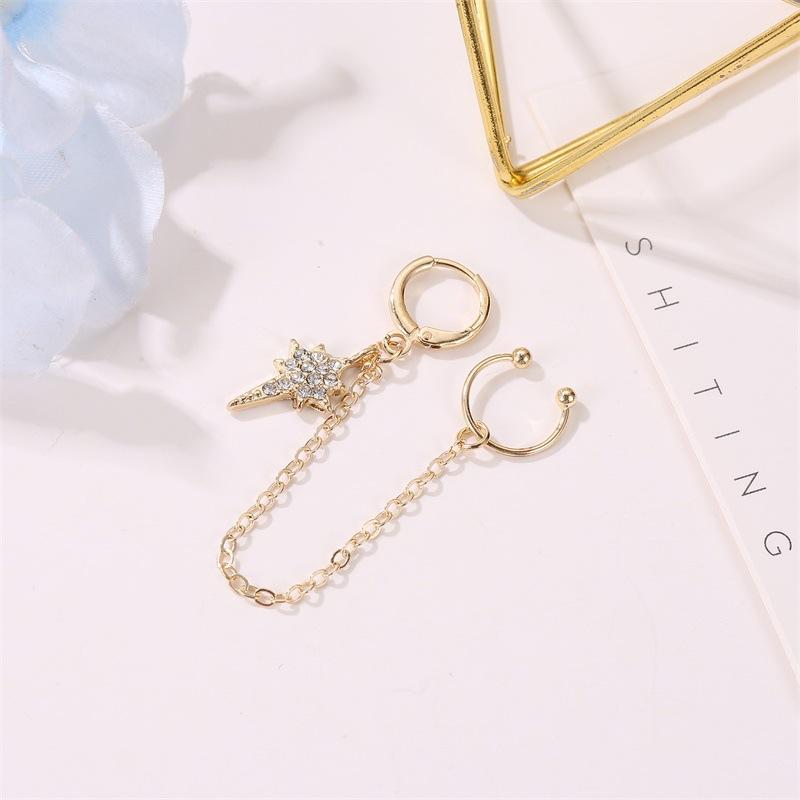 EarringsFashion Tassel Star EarringsLong EarringsWomen's street photography trendy people diamond-encrusted personalized ear bone clip