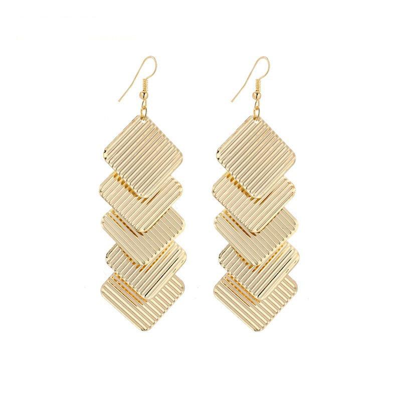 Square horizontal stripes sequin string earrings exaggerated atmosphere ladies earrings fashion accessories ears