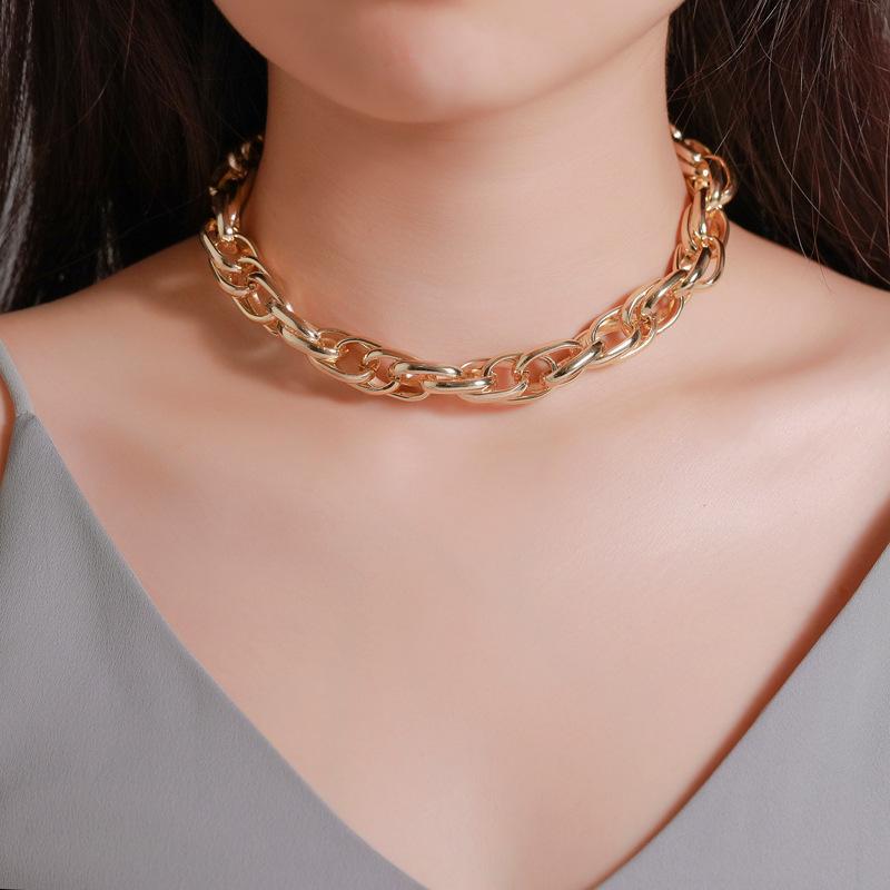 Accessories personality simple metal thick chain necklace choker exaggerated punk lady necklace