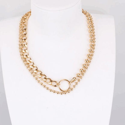 Jewelry Versatile Set Beads Handmade Necklace Personality Asymmetric Hip-Hop Geometric Chain Necklace