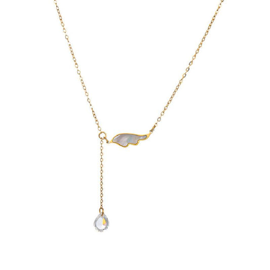 White shell wings necklace female retro tassel clavicle chain simple net red necklace light luxury niche ins