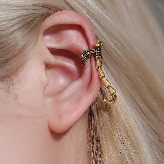 Retro Gothic dragonfly ear clip without ear hole ins creative insect long single ear clip female earrings