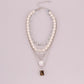 Jewelry Retro Multi-layer Mix and Match Imitation Pearl Necklace Simple Geometric Embossed Necklace Female