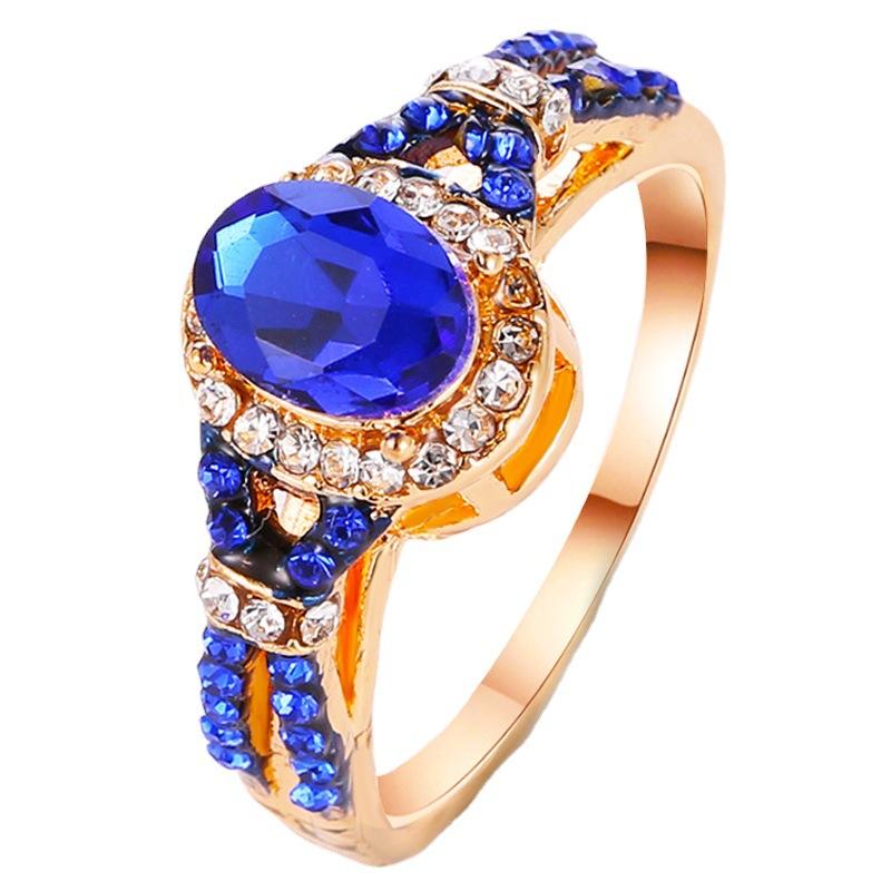 Hand Jewelry Temperament Blue Zircon Diamond Ring Classic Ladies Hand Jewelry
