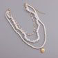 Jewelry three-layer pearl white turquoise five-pointed star scallop pendant necklace female light luxury necklace