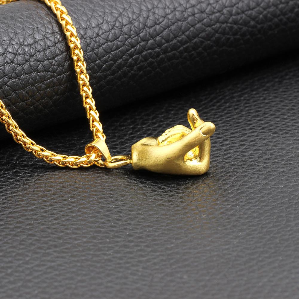 Hip Hop Punk Hollow Gesture Pendant Necklace Men's Unisex Than Heart Love You Necklace