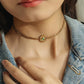 Stainless Steel Short Necklace Coin Embedded Imitation Agate Clavicle Chain Simple Temperament Necklace High Cold Accessories
