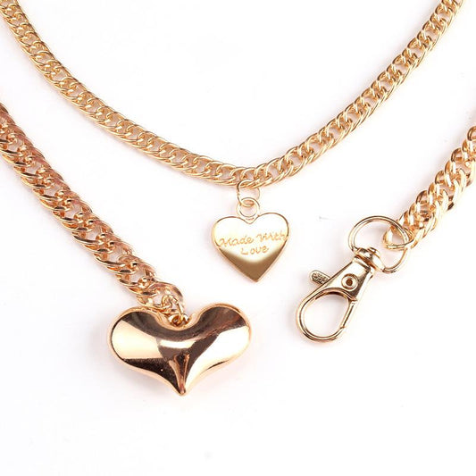 Direct Supply Fashion Simple Double Heart Necklace Light Luxury Romantic Letters Engraved Peach Heart Clavicle Chain