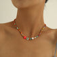 Jewelry color soft pottery smiling face glazed pearl necklace female simple geometric fashion trendy money jewelry