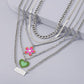 N981 exaggerated multi-layered necklace dripping oil love flower digital punk necklace personality pendant