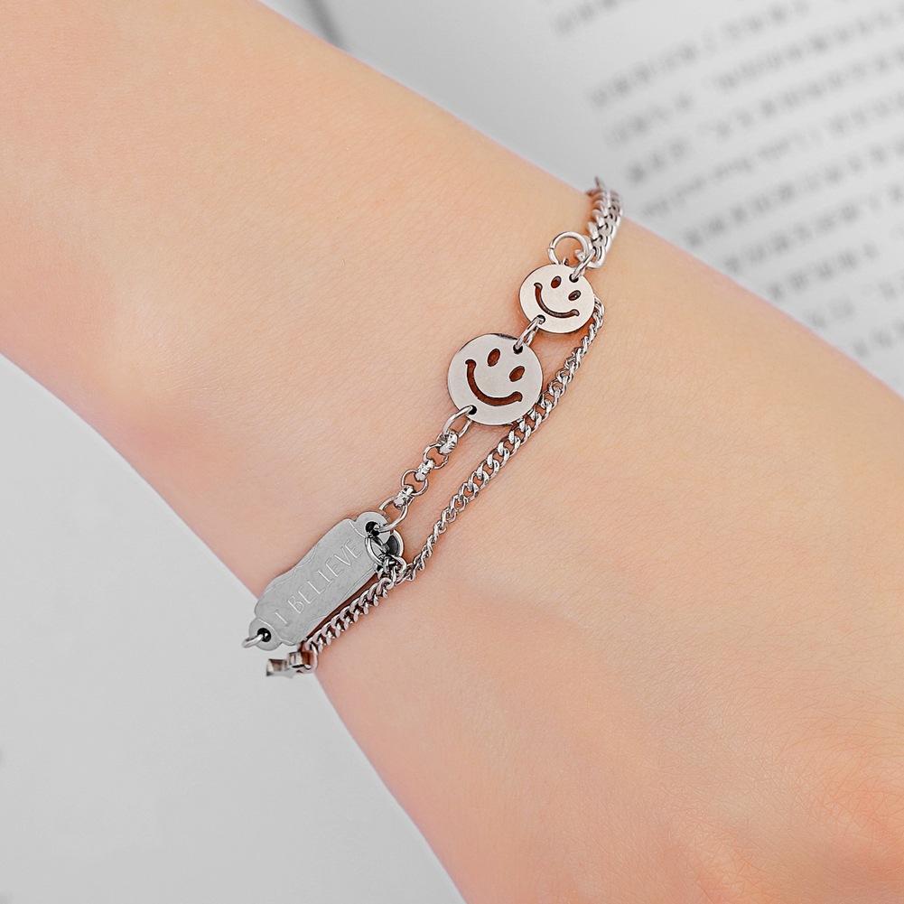 Personality Cold Smile Smile Stainless Steel Titanium Steel Adjustable Bracelet Hand Decoration