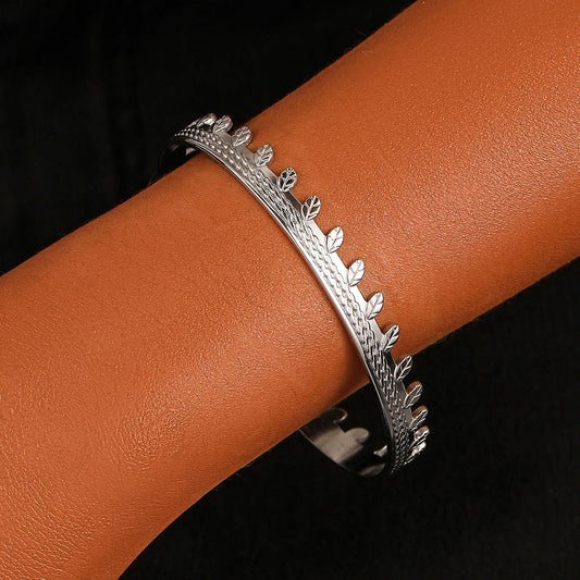 Simple Mori Ladies Stainless Steel Creative Design Leaf Adjustable Bracelet