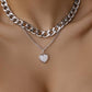 Jewelry punk double love mother-of-pearl pendant necklace female light luxury choker sweater chain