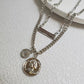 Portrait double-layer necklace indifferent double-layer geometric alloy necklace female ins hip-hop niche clavicle chain female