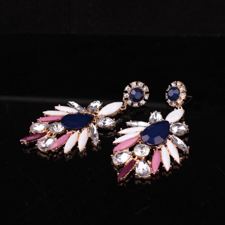 Fashion exaggerated luxury earrings atmospheric diamond earrings personality water drop color ear jewelry