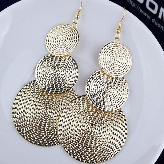 Earrings Exaggerated Atmospheric Disc Multi-level Ladies Earrings Indian Retro Earrings