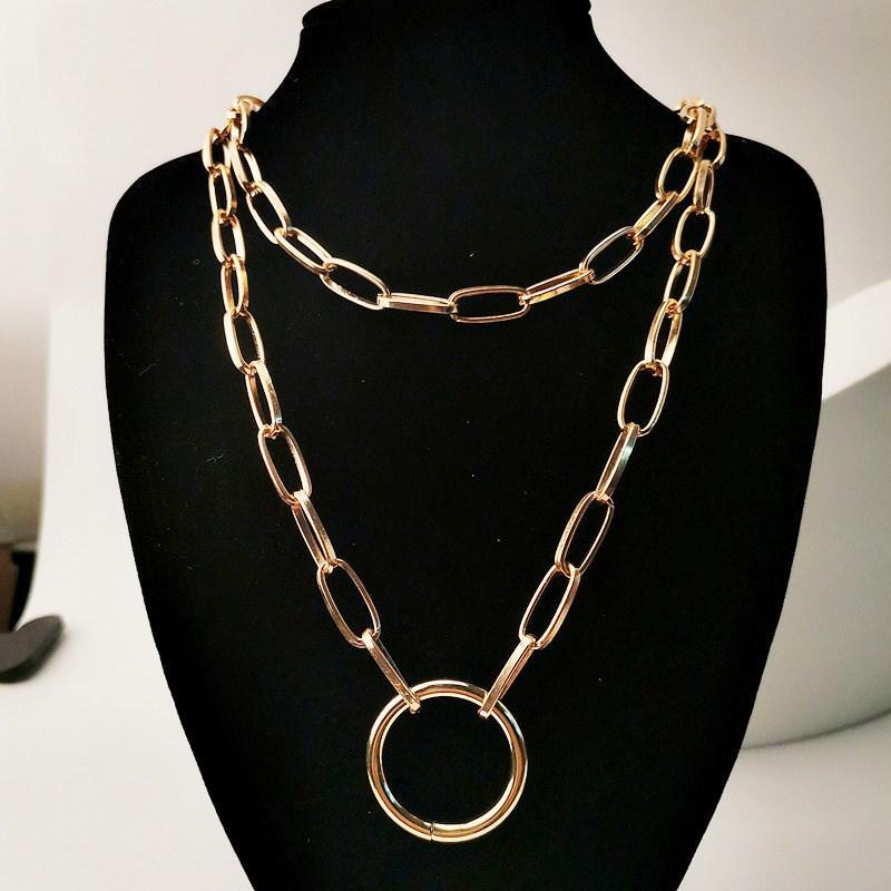 Necklace Jewelry Personality Punk Hip-Hop Alloy Peach Heart Multi-layer Thick Chain Sweater Chain Necklace Female