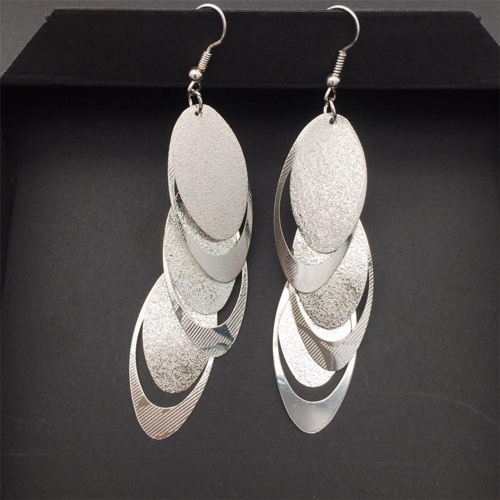 Indian Grid Jewelry Oval Frosted Sheet Ring Tassel Earrings For Women Earrings