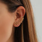 High-end geometric heart ear bone clip earrings retro net red one-piece French style pierced earrings for women
