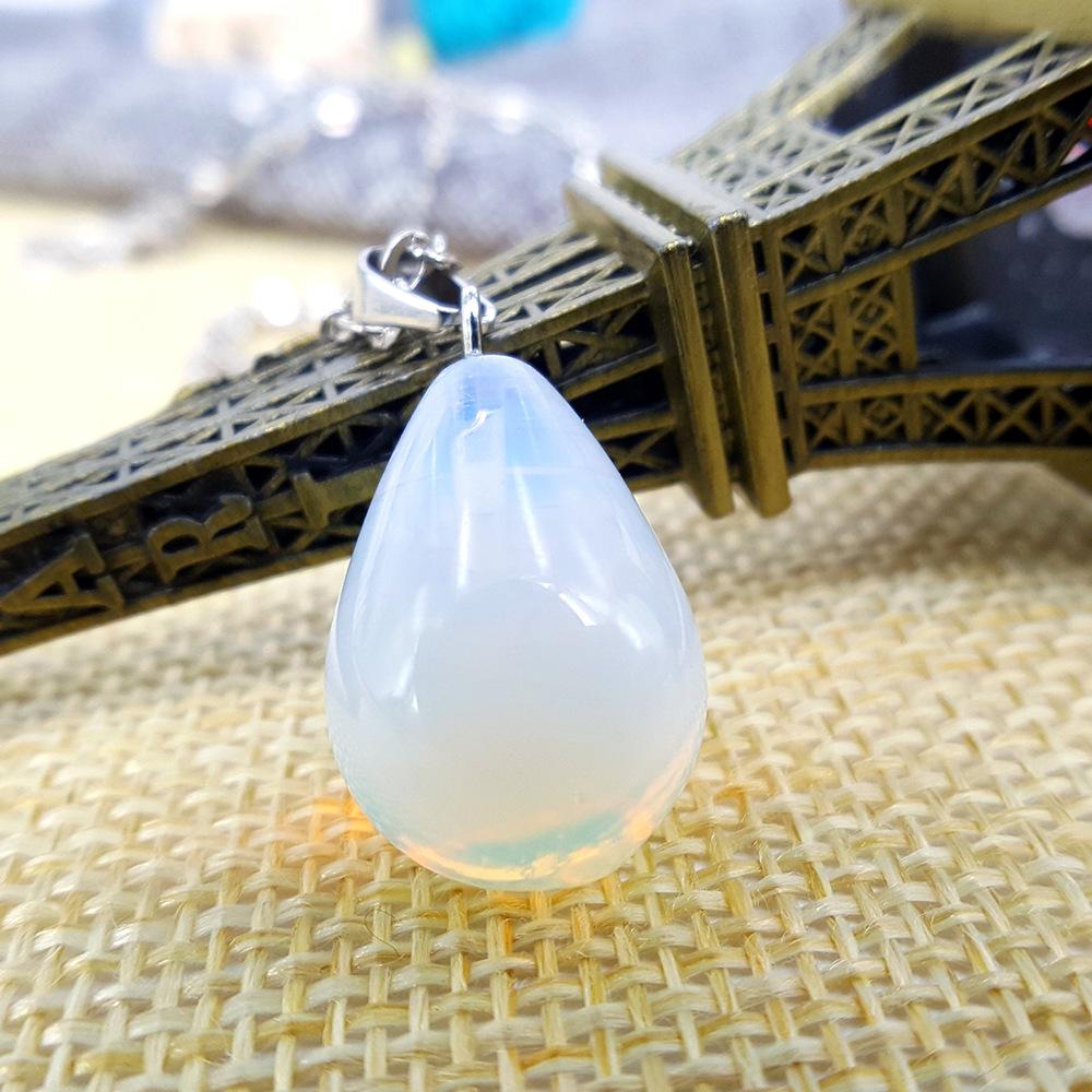 Boutique Opal Water Drop Pendant Necklace Creative Fashion Birthstone Clavicle Chain With You All the Way