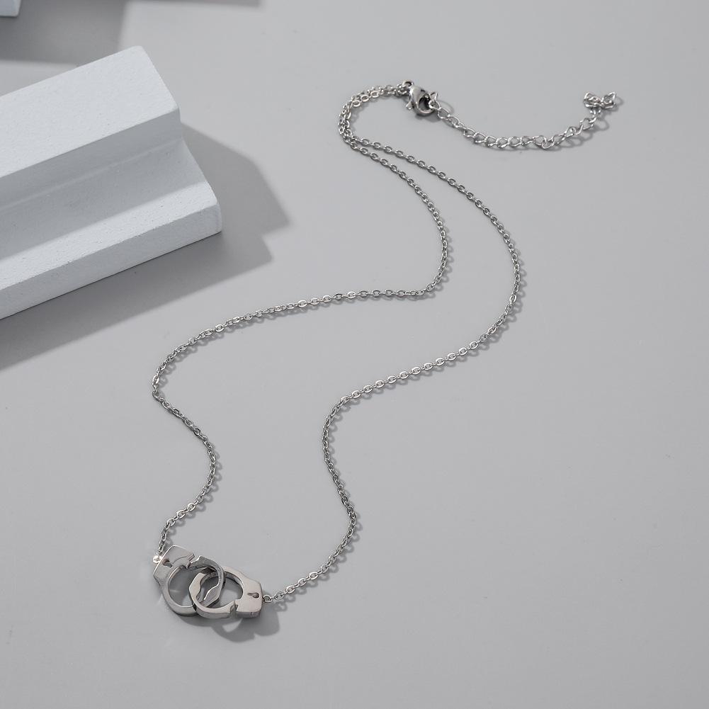 Creative Fashion Stainless Steel Handcuffs Pendant Simple Personality Necklace Jewelry