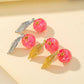 Dongdaemun Pink Cherry Girl Earrings Simple Fashion Wine Red Cherry Retro Temperament Earrings