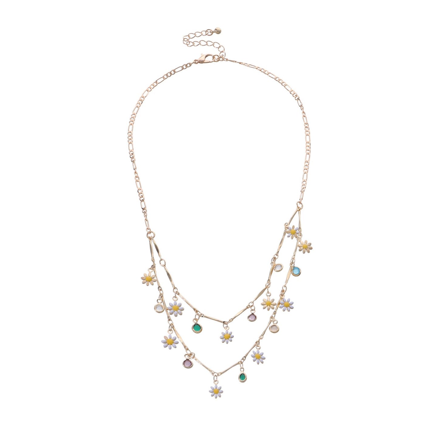 Jewelry Straight Tube Opening Smile Necklace Female Drop Glaze Painted Flower Rhinestone Necklace