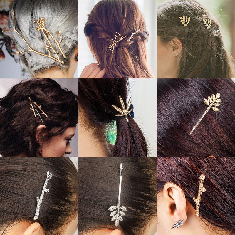 Jewelry simple personality fashion trendy fan metal branch women's hair clip word clip hair accessories