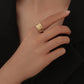 ins fashion titanium steel adjustable square shield retro ring trend stainless steel hip-hop personality ring