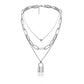 Jewelry Retro Chain Peach Heart Lock Pendant Necklace Women's Creative Geometric Multilayer Lock Necklace