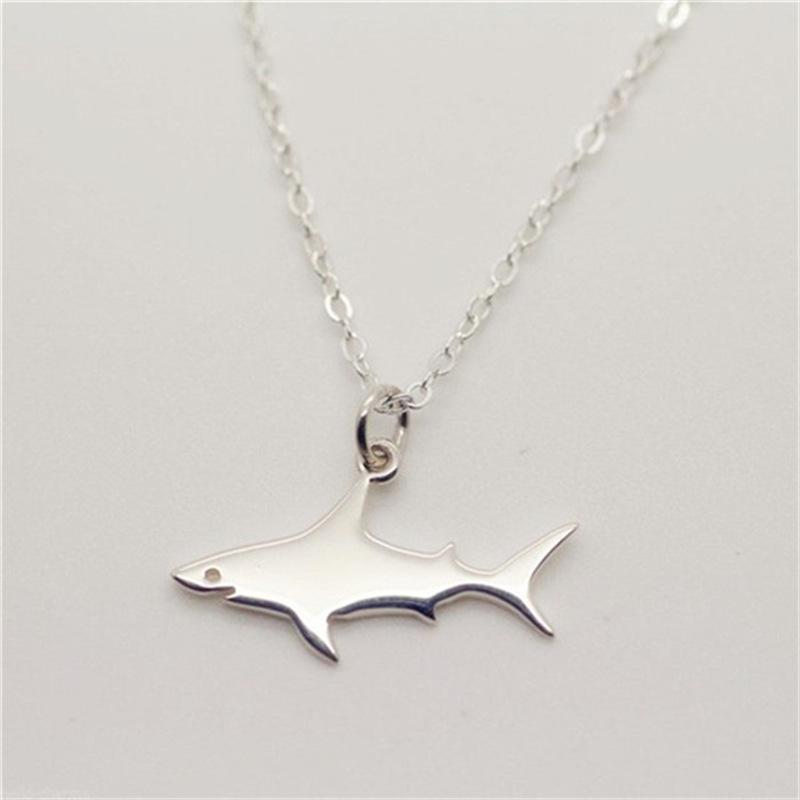 Trend Jewelry Shark Necklace Gold Silver Jaws Pendant Necklace Sea Animal Necklace