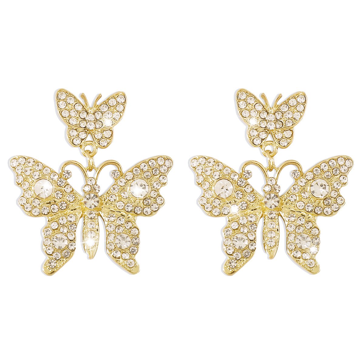 1646 Jewelry Sweet and Simple Butterfly Earrings Full of Diamond Temperament Earrings Niche Personality Cold Earrings