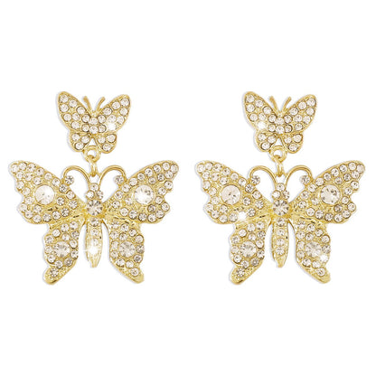 1646 Jewelry Sweet and Simple Butterfly Earrings Full of Diamond Temperament Earrings Niche Personality Cold Earrings