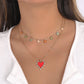 N1152 Small fresh folded collarbone necklace dripping oil love flower micro-inlaid niche fashion necklace for women
