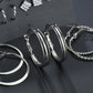 Earring Stud Set Silver 9 Pairs/Set Stud Earrings Circle Combination Set Jewelry Accessories