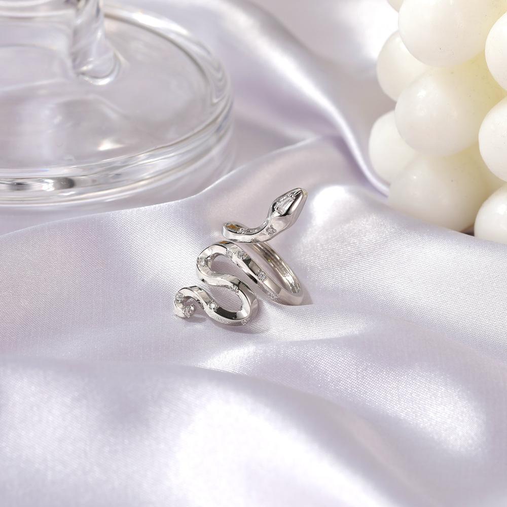 Retro snake ring personality cute small animal open ring trendy niche jewelry