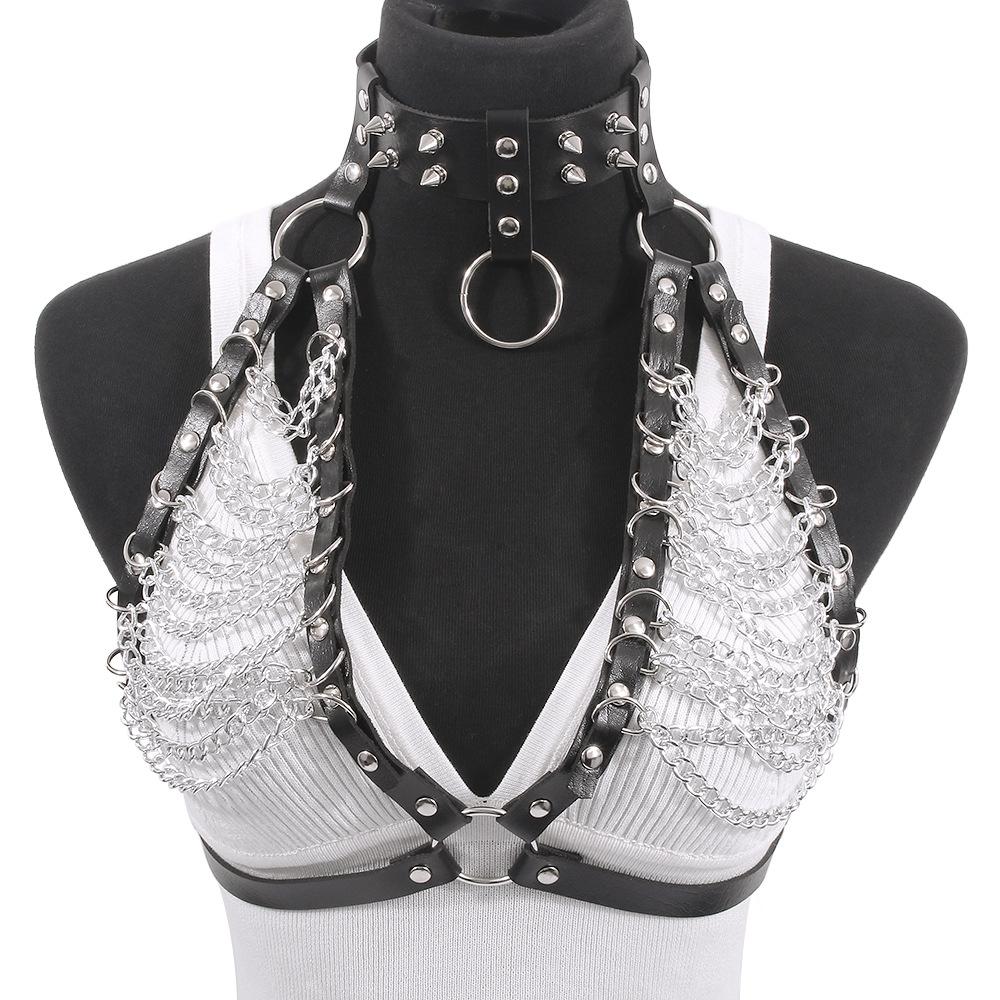 C27 jewelry sexy personality rivet chain bikini chest ornament Harajuku exaggerated body chain