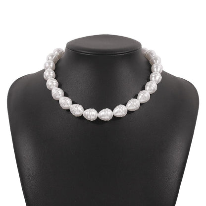 N12 Jewelry Imitation Pearl Temperament French Niche Necklace Geometric Irregular Elegant Necklace