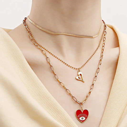 Jewelry Retro Devil's Eye Love Necklace Women's Multi-layer Personality Geometric Eye Necklace