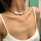 Metal Chain Baroque Pearl Necklace Female Bohemia Vacation Colorful Rice Beads Necklace